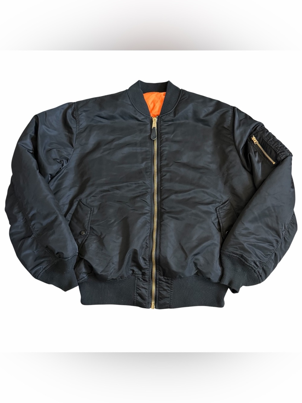 Alpha Industries Men’s MA-1 Flight Bomber Jacket Sz 2XL Reversible Black Orange